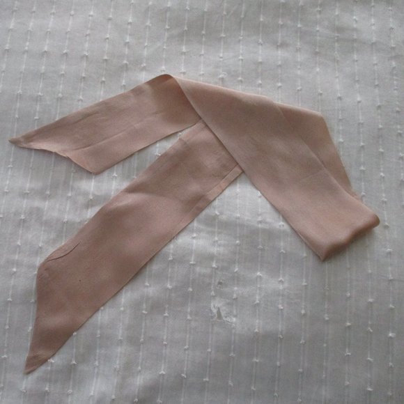 1990s tan silk pointed end scarf - Picture 2 of 5